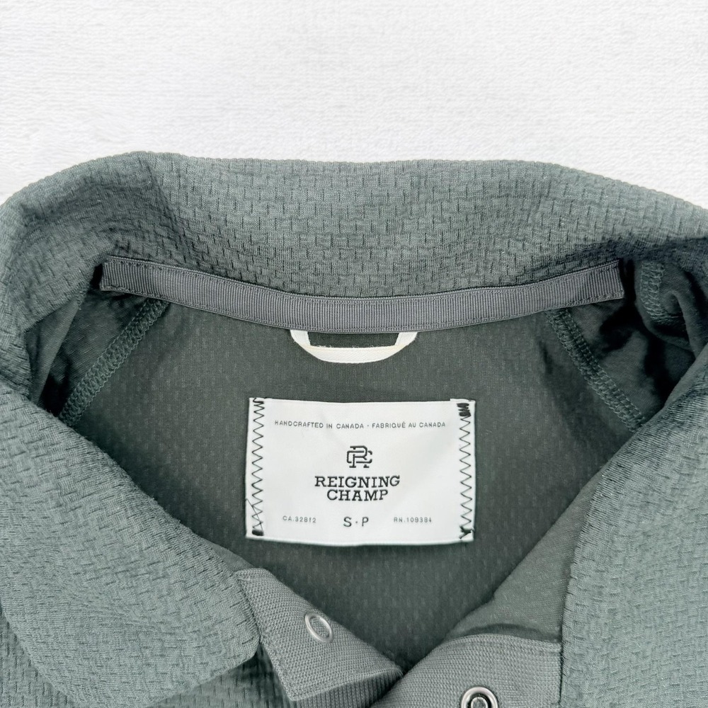 Reigning Champ Polo Shirt Mens Small Green Textured Knit Performance Canada - Picture 3 of 16